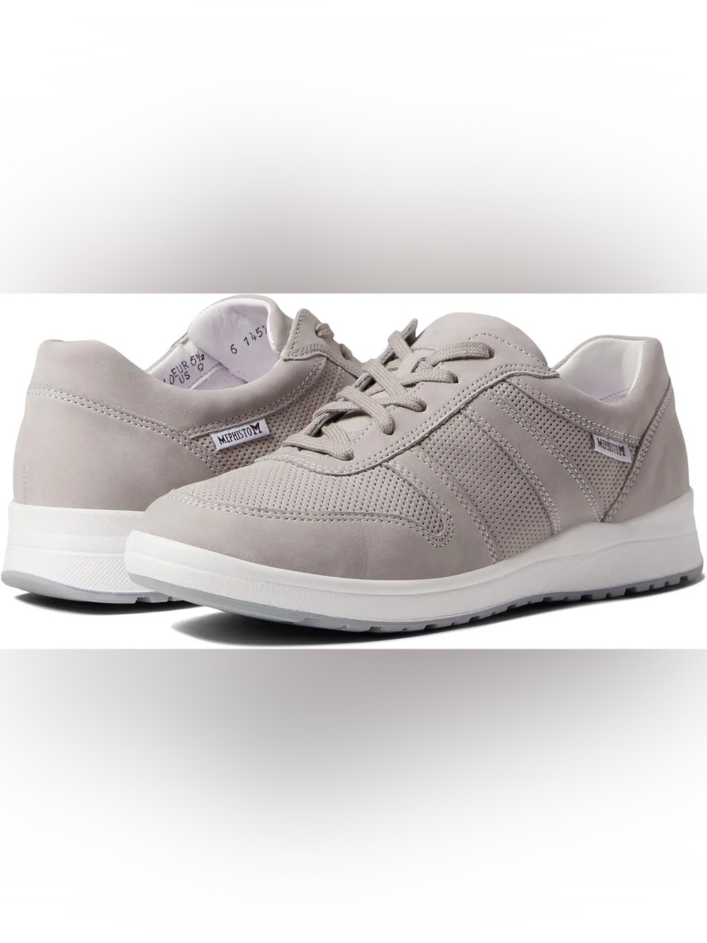 Mephisto Rebeca Perf sneakers in light gray perforated nubuck leather Size 8.5